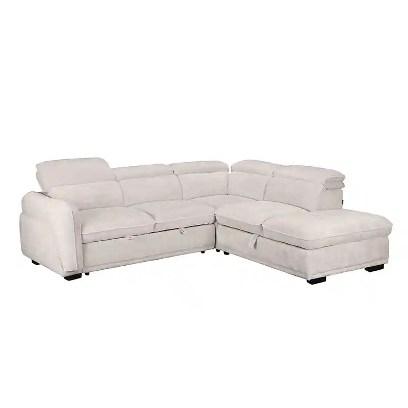 sleeper sofa set showing the built-in storage compartment with concealed storage