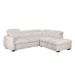 sleeper sofa set showing the built-in storage compartment with concealed storage