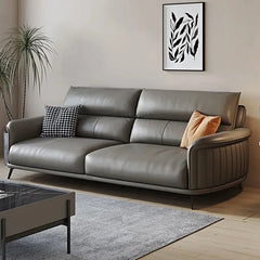 Tan brown leather sofa on matte legs – stylish sofa design couch online