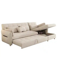 l shape sofa bed side storage and armrest view with L-shape lounger