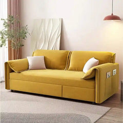 sofa to bed side storage and armrest view with side pockets