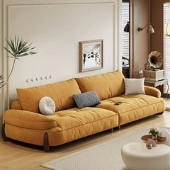plush sofa set with armrest curve and side profile, raised base view