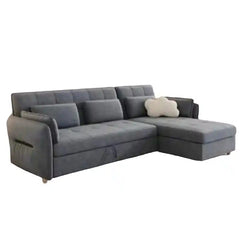 pull out sofa bed showing the sofa-to-bed conversion with L-shape lounger alternate side angle