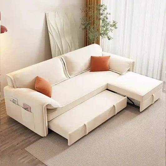 sofa bed convertible showing the sofa-to-bed conversion with side pockets