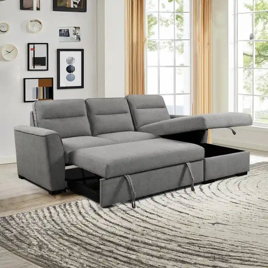 sofa bed couch sectional showing the sofa-to-bed conversion with hidden storage