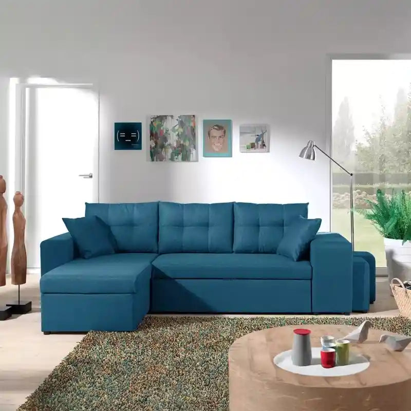 double sofa bed front view with cushioned seating with double sleeping surface