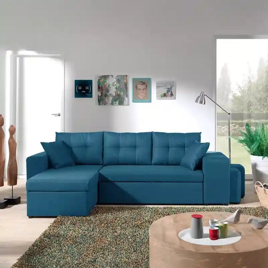 double sofa bed front view with cushioned seating with double sleeping surface
