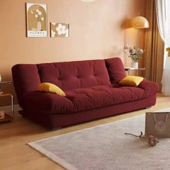 sofa bed folding opened as a guest sleeping surface with fold-down padded backrest alternate front angle