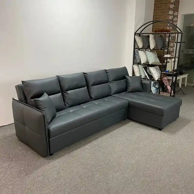 sofa bed with storage side angle showing the seating profile with lift-up storage