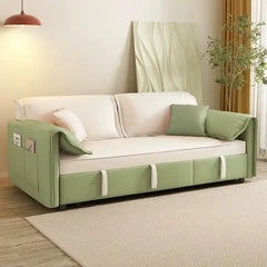 sofa bed convertible side angle showing the seating profile with side pockets