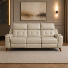 Recliner sofa set with high back support and cushioned headrest, straight front view