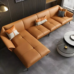 l shape sofa set with spacious spacious lounger for relaxed seating, three-quarter view