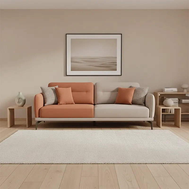 L shape sofa set with optional lounger and dual-tone fabric, straight front view