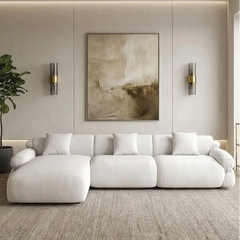 Corner sofa set with deep cushions and oversized back support, left-side view