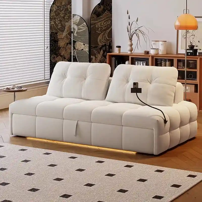 sofa bed two in one open bed view for guest sleeping with charging holder
