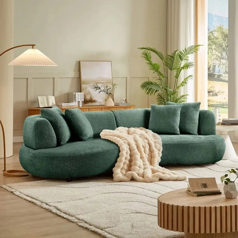 lounge sofa set with low-height profile with concealed black legs, seating close-up