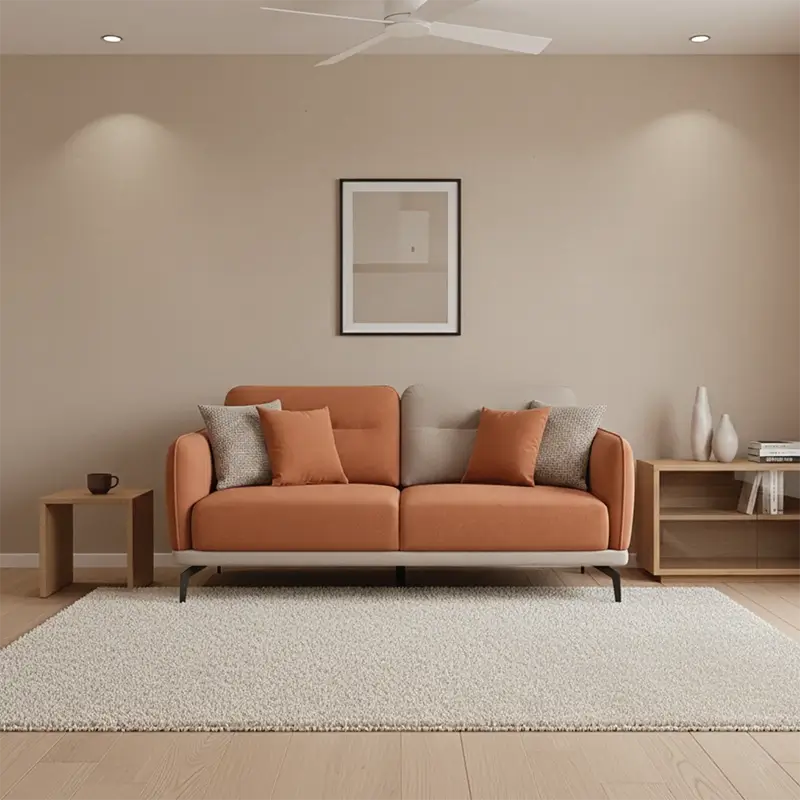 L shape sofa set with optional lounger and dual-tone fabric, right-side view