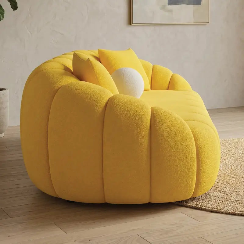 Plush pumpkin-inspired profile, stylish sofa design, living room sofa set, deep seat yellow sofa