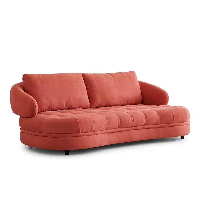 Plush 3-seater living room couch, sofa with design details in velvet-look fabric