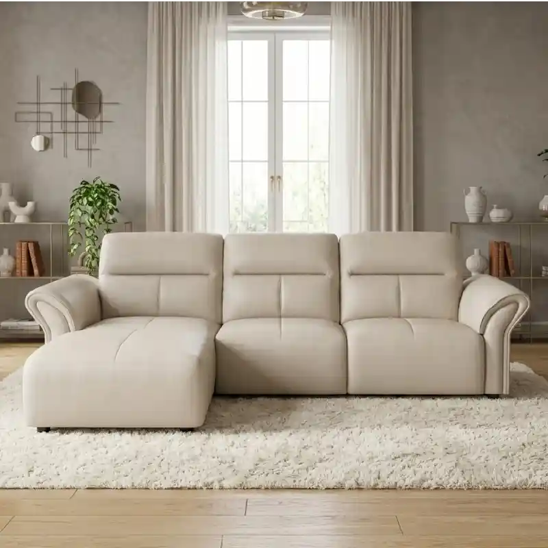 sleeper sofa cushion and armrest detail with high back support