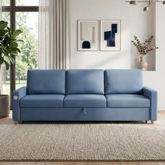 3 seater sofa bed shown in the pull-out sleeping position with USB charging