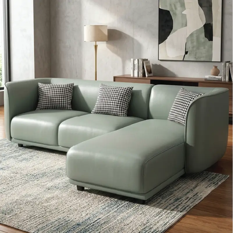 Lounge sofa with soft rounded arms and low wraparound backrest, full seating layout