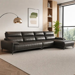 Leatherette sofa with deep cushions and segmented back support, close-up of seat cushions