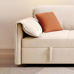 sofa to bed shown in the pull-out sleeping position with side pockets alternate front angle