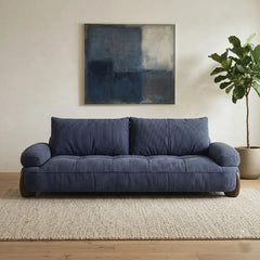 plush sofa set with side angle showing rounded arm comfort, backrest detail