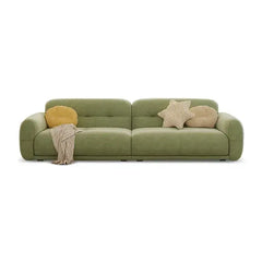 cloud sofa with a straight profile, rounded pillow arms and near-floor hidden legs