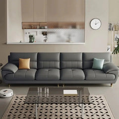 l shape sofa set with front profile with high back support, upholstery close-up
