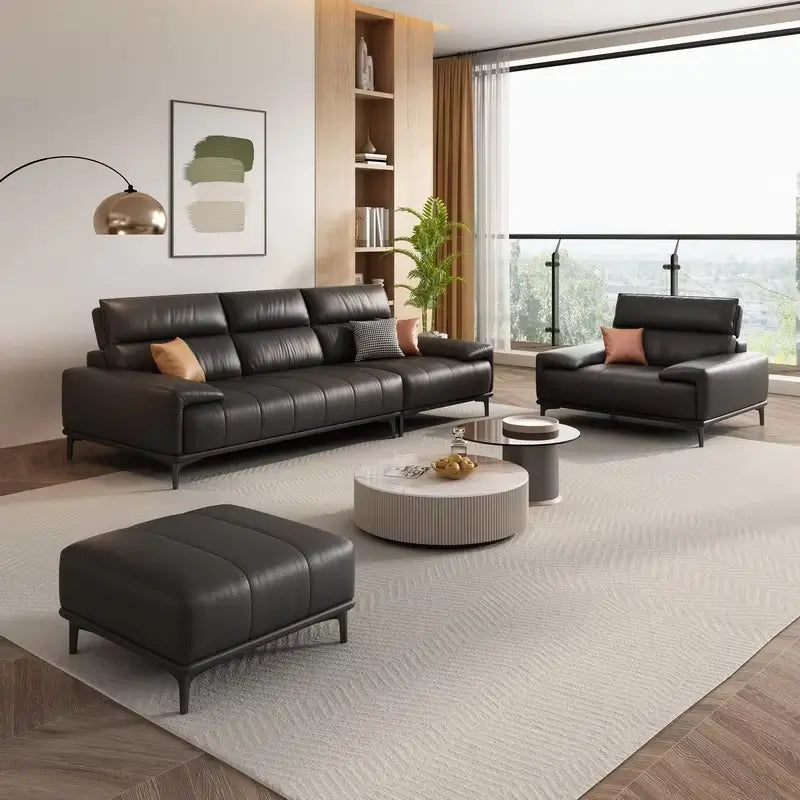 L shape sofa set with deep cushions and segmented back support, close-up of back cushions