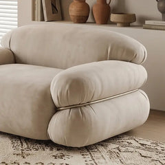 Corner sofa set with deep cushions and oversized back support, close-up of back cushions