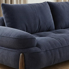 plush sofa set with full straight sofa profile, leg detail