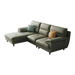 luxury l shape sofa set with side angle showing lounger depth, leg detail