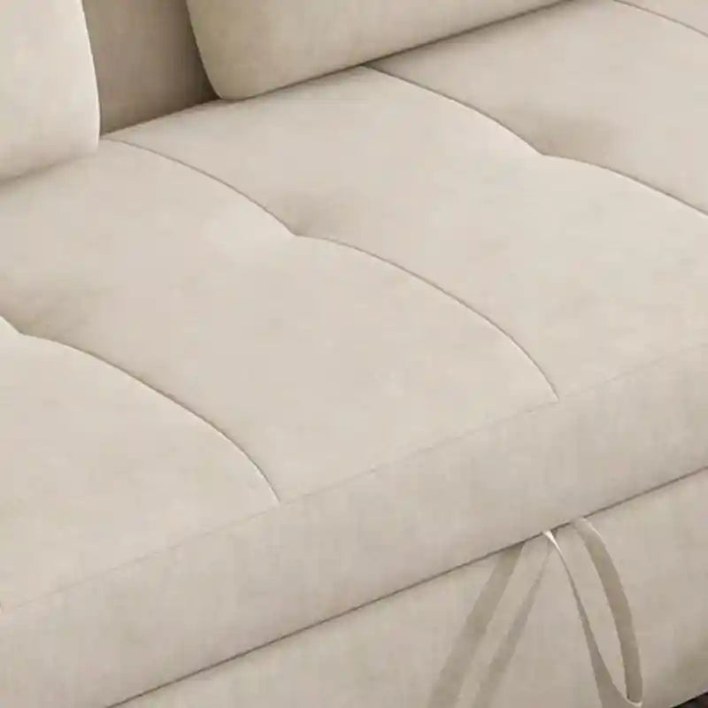 l shape sofa bed shown in the pull-out sleeping position with L-shape lounger alternate front angle