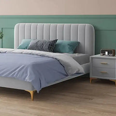 minimalist platform bed showing the lift-up storage area with rounded padded edges alternate front angle