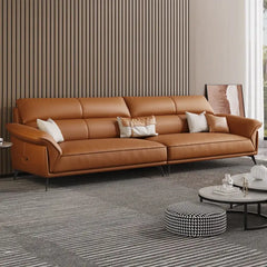 L shape sofa with deep lounge seating and soft back cushions, leg and base detail