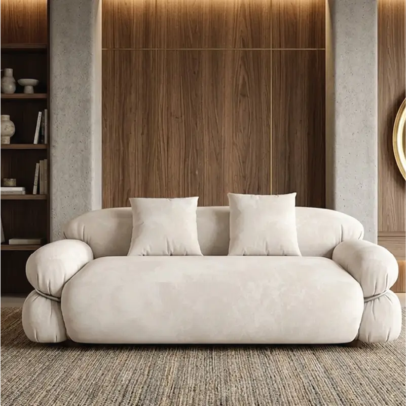 L shape sofa set with deep cushions and oversized back support, leg and base detail