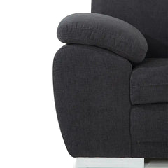 Corner sofa with deep cushions and a spacious lounger, leg and base detail