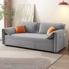 sofa bed convertible with an extended lounge seat with side pockets