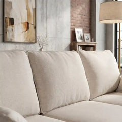 pull out sofa bed couch upholstery and stitching detail with cup holders