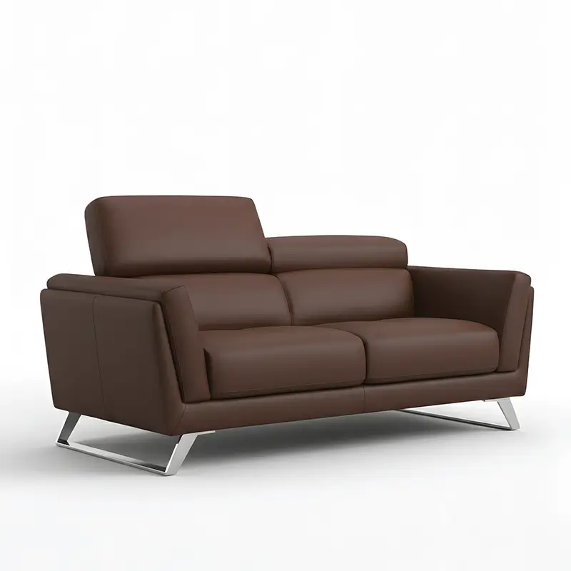 l shape sofa with metal sled leg side angle, cushion detail