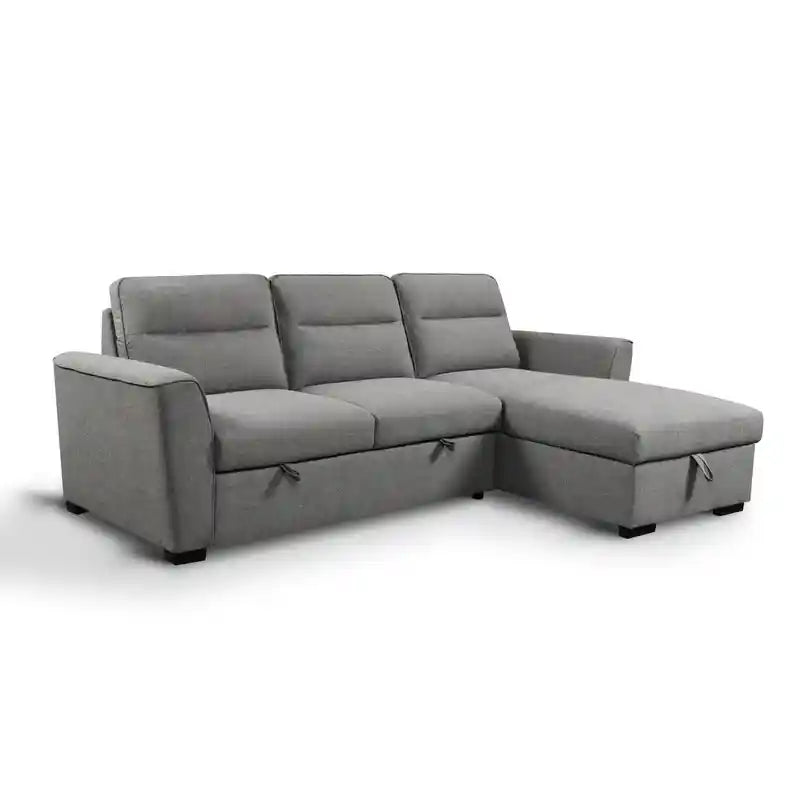 sofa bed couch sectional showing the sofa-to-bed conversion with hidden storage wide layout view