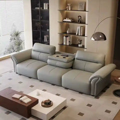 sleeper sofa showing the built-in storage compartment with high back support