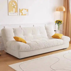 click clack sofa bed showing the built-in storage compartment with fold-down padded backrest