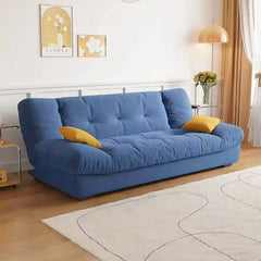 click clack sofa bed front view with cushioned seating with fold-down padded backrest