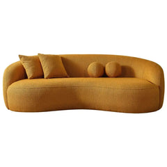 Lounge sofa with deep lounge seating and rounded arms, compact layout view