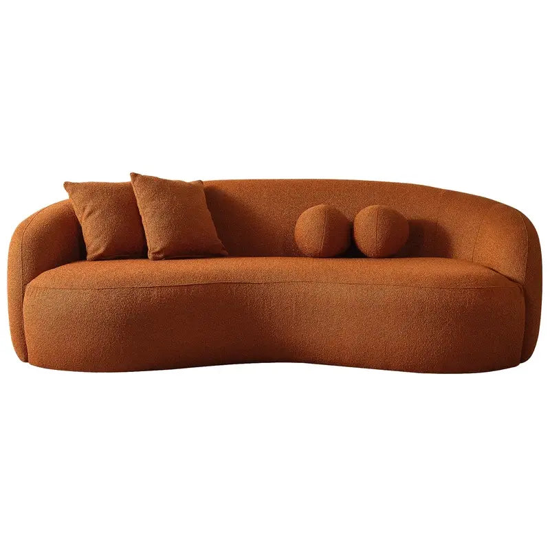 Luxury sofa with deep lounge seating and rounded arms, deep seating detail