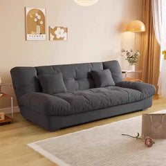 sofa bed folding opened as a guest sleeping surface with fold-down padded backrest
